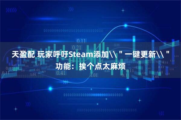 天盈配 玩家呼吁Steam添加\＂一键更新\＂功能：挨个点太麻烦